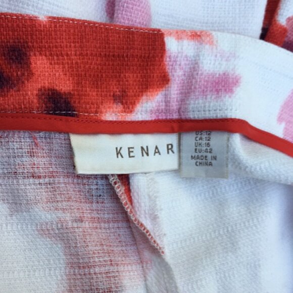 Kenar Watercolor pleated Floral linen Skirt size 12 - Picture 7 of 7